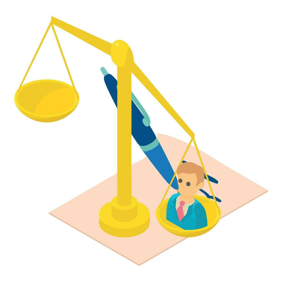 Vote concept icon isometric vector. Scales with candidate icon pen and document vector