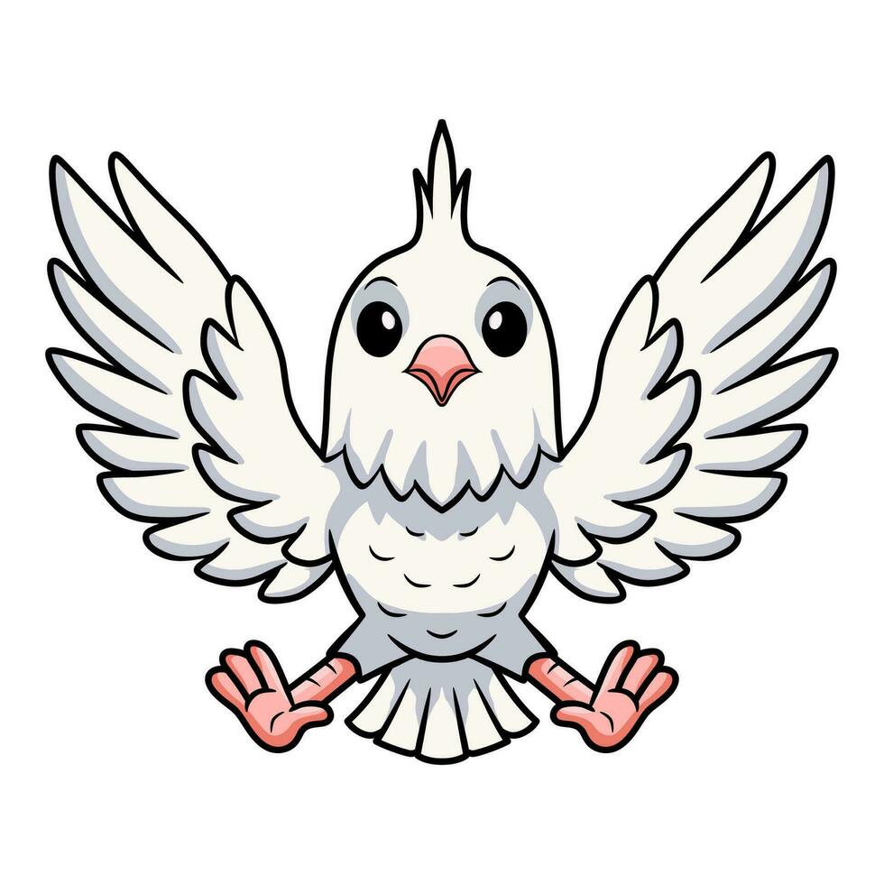 Cute albino cockatiel bird cartoon vector