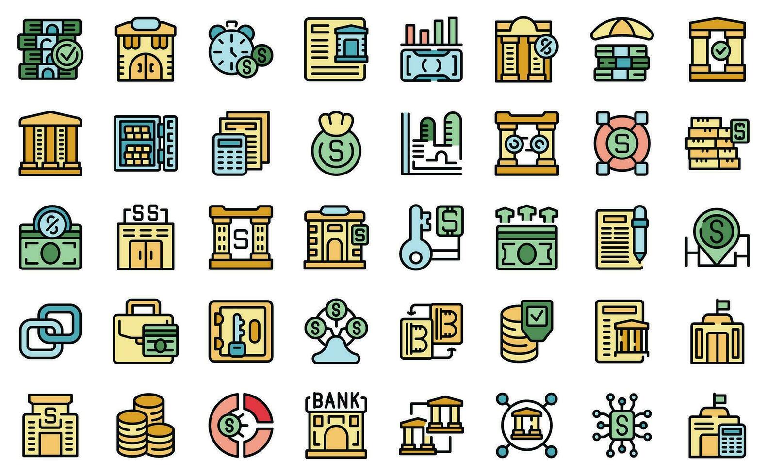 Central bank icons set vector flat