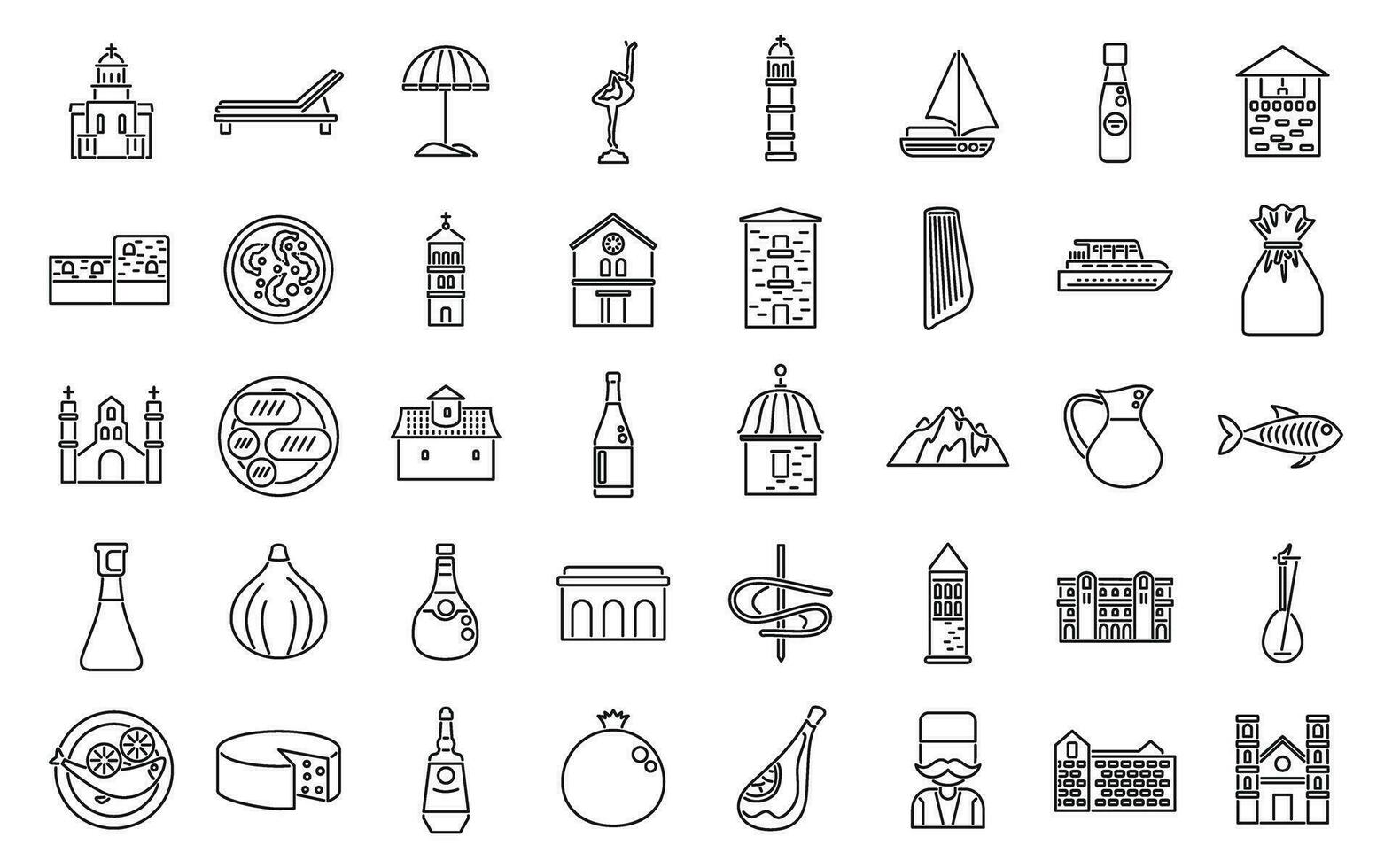 Montenegro icons set outline vector. Country area vector