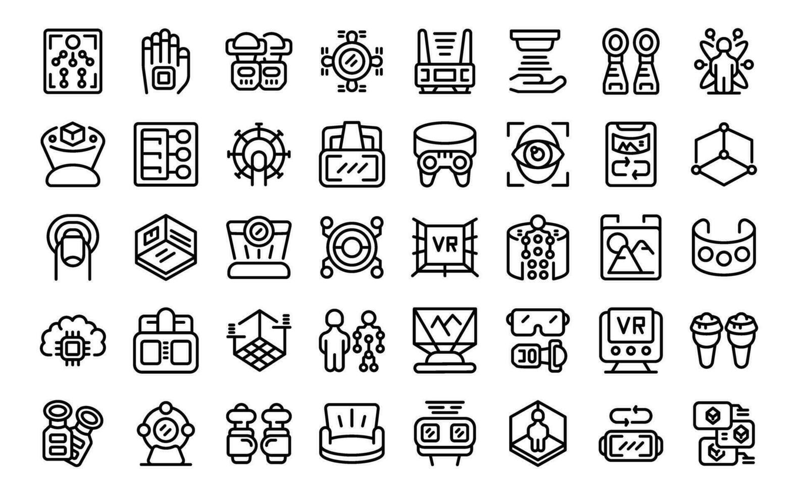 Motion sensor game icons set outline vector. Vr people vector