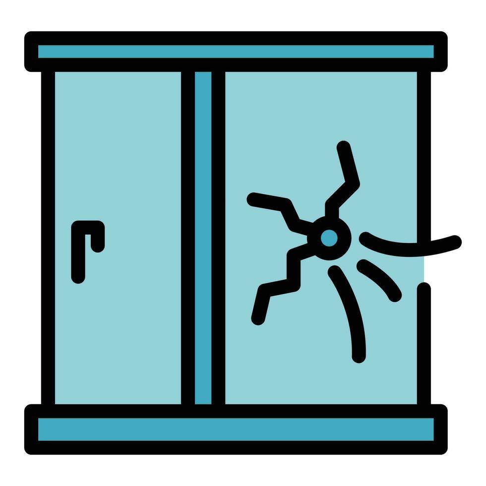 Cracked school window icon vector flat