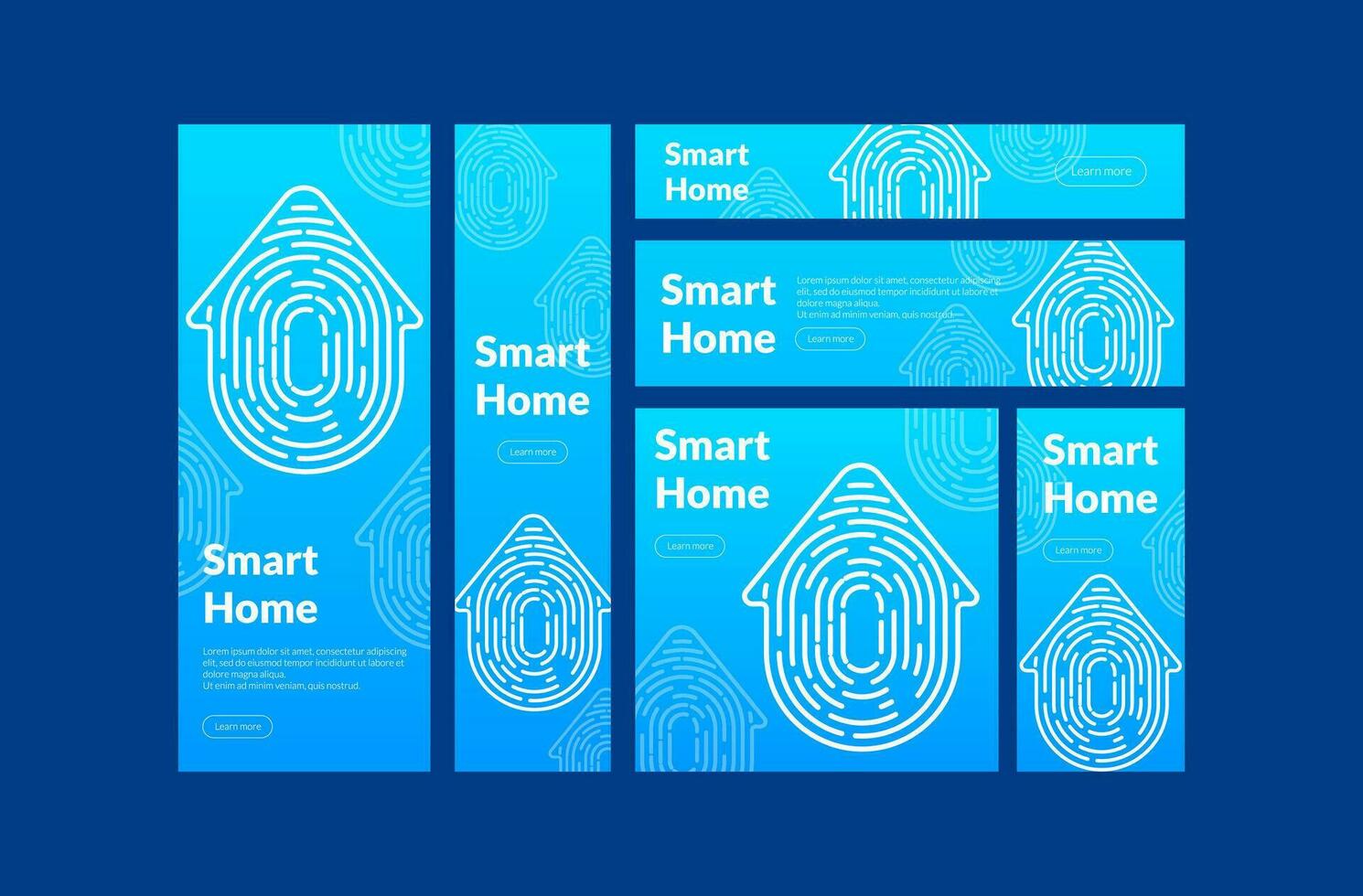 Secure technology illustration with a futuristic home automation concept. White lines pattern design. Vector banner set for smart home, network, privacy, and electronic safety. Infinity symbol.