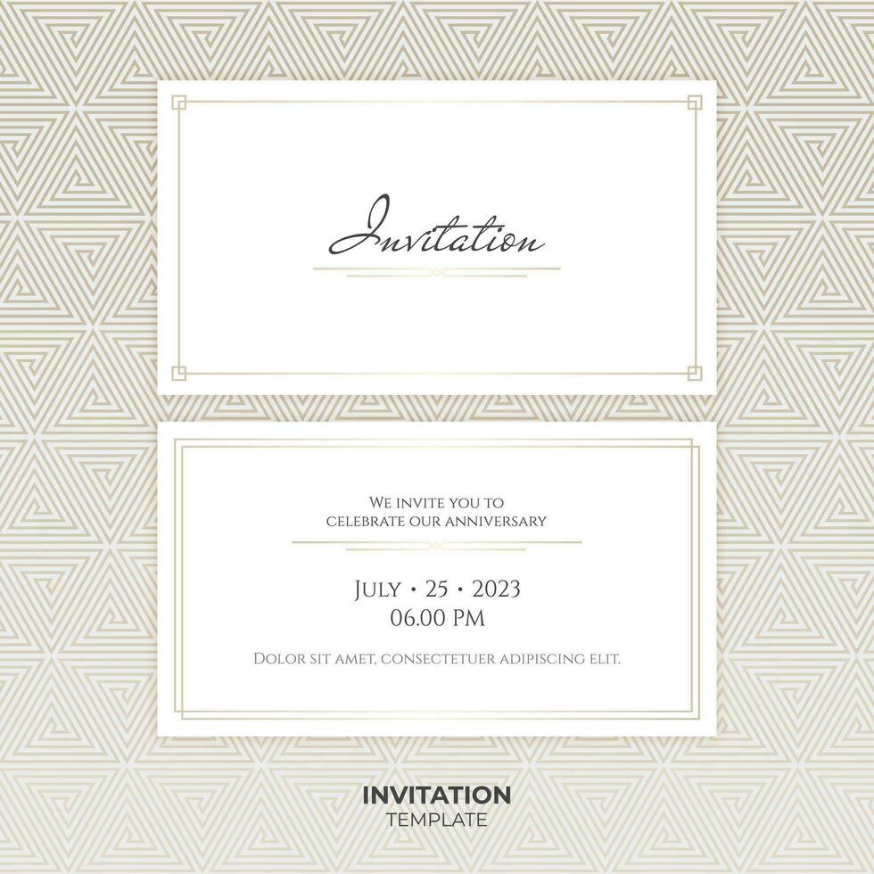 Golden wedding invitation design with elegant geometric pattern. Luxury vector illustration for cards, banners, and more. template for VIP events and party banner