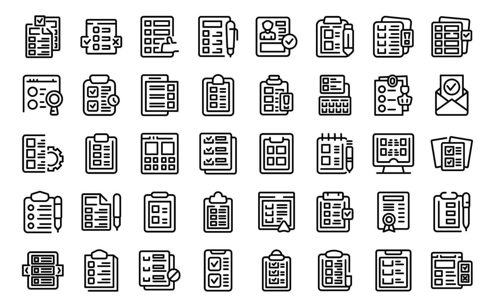Questionnaire icons set outline vector. Online phone vector