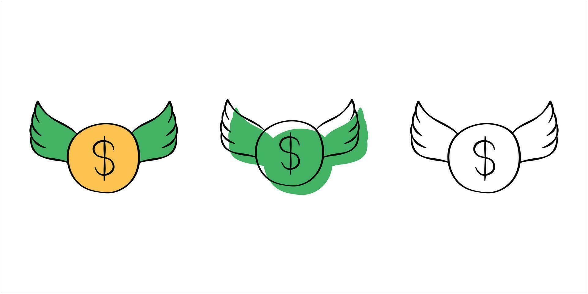 set of financial illustration in different style color vector