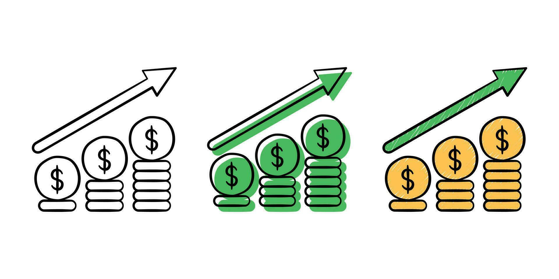 set of hand drawn illustration financial icon with color variant vector