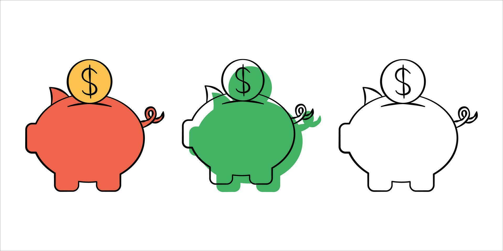 set of financial illustration in different style color vector