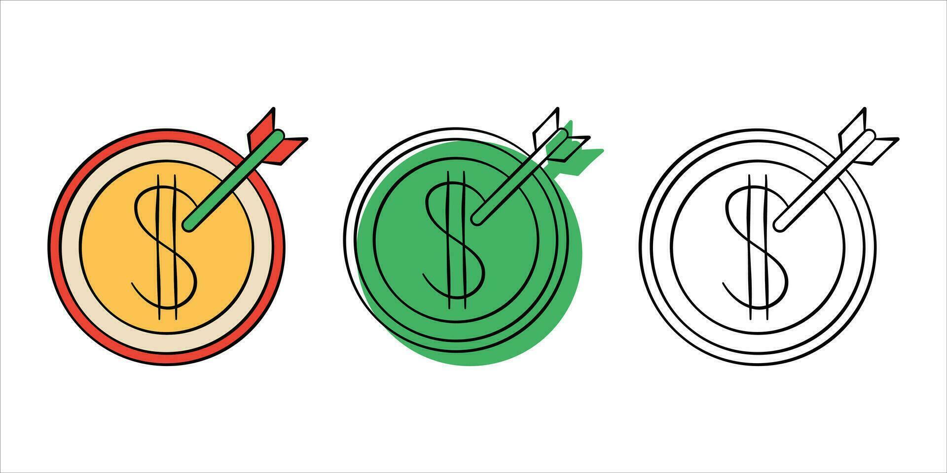 set of financial illustration in different style color vector