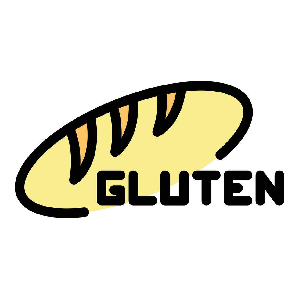 gluten un pan icono vector plano