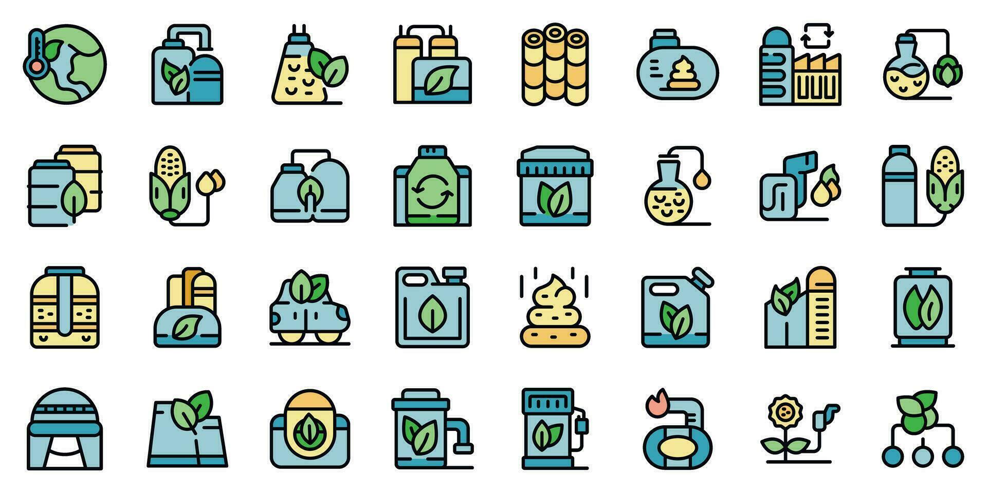Biogas icons set vector flat
