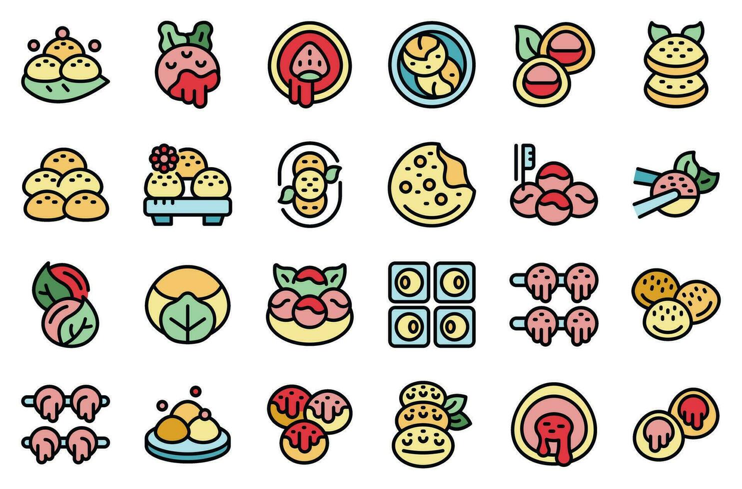 Mochi icons set vector flat