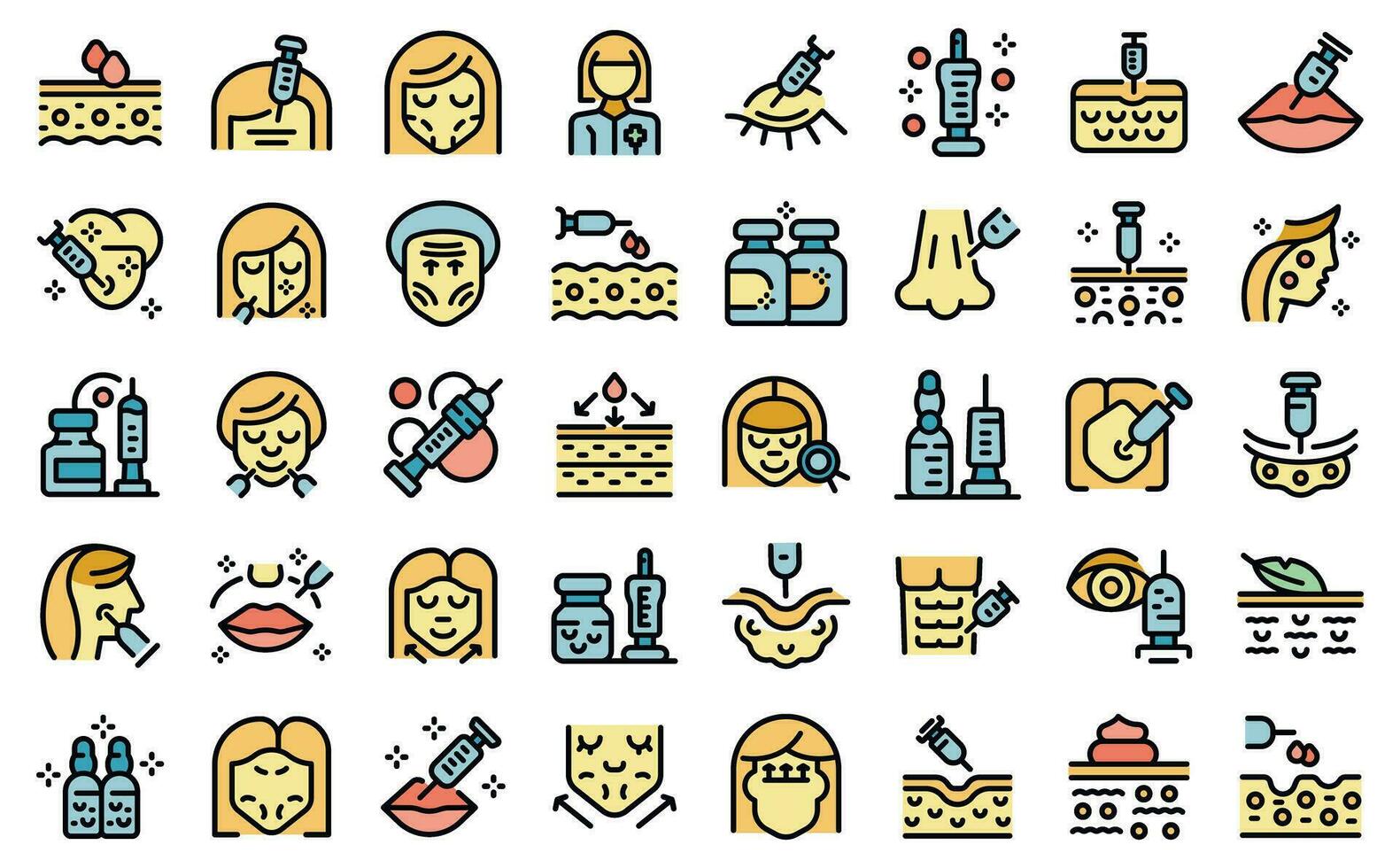 Botox icons set vector flat