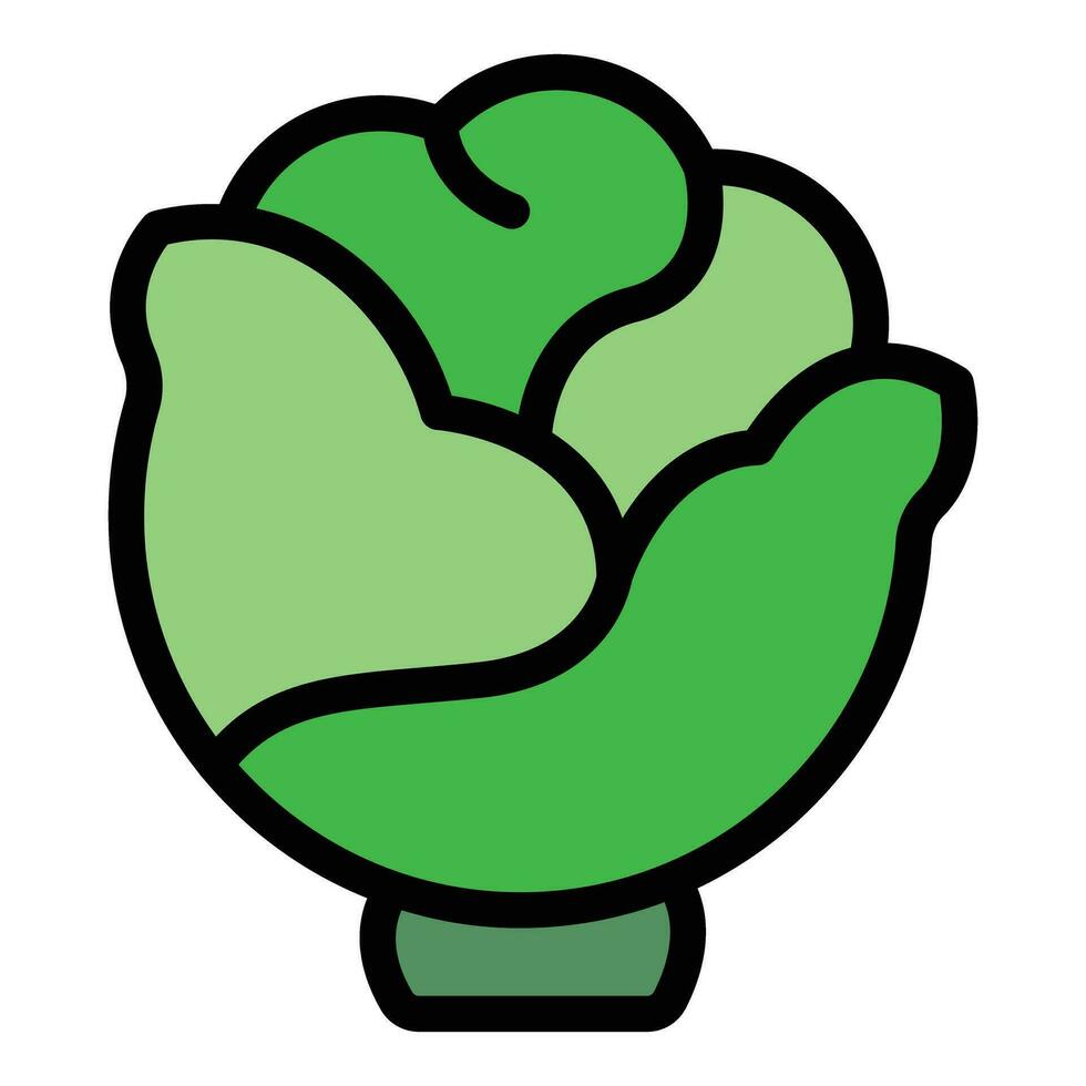 Vegan cabbage icon vector flat