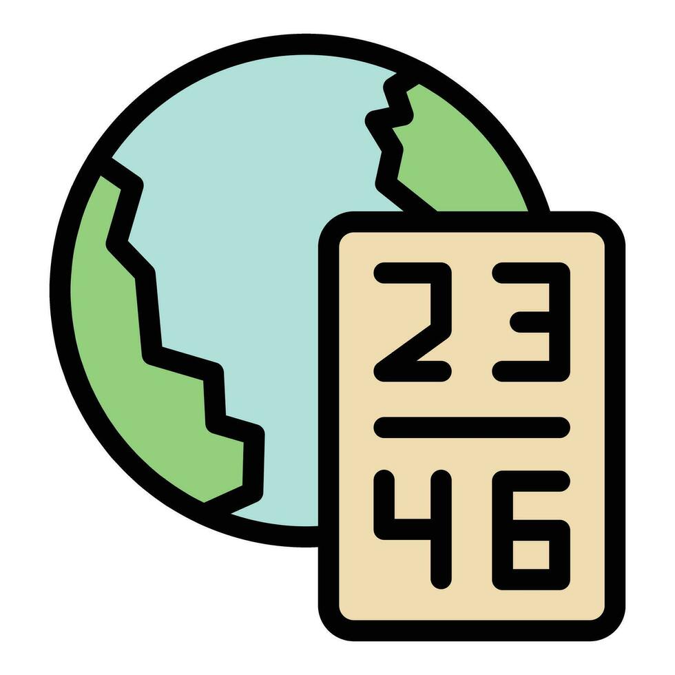 Globe time zone icon vector flat