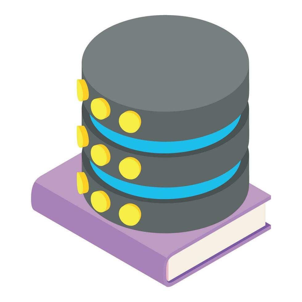 Cryptocurrency technology icon isometric vector. Network database disc on book vector