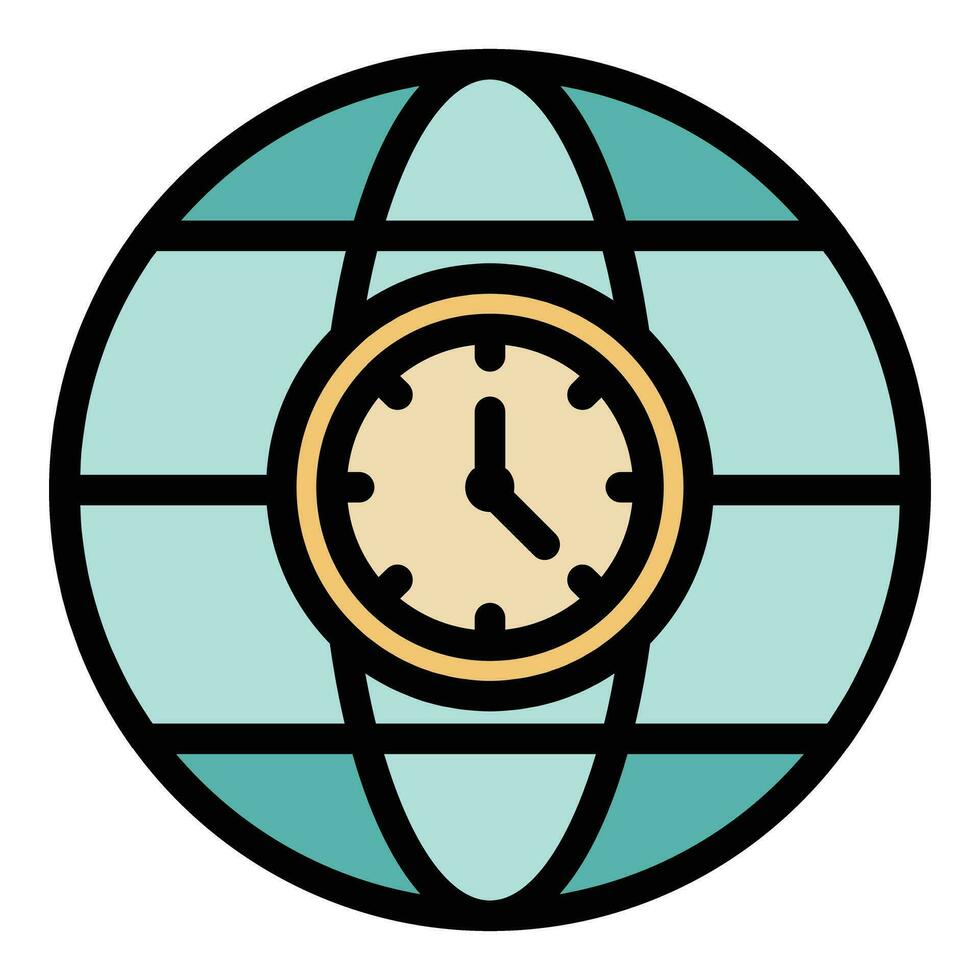 Earth time zone icon vector flat
