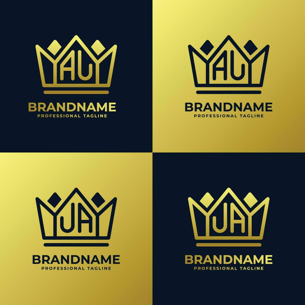 Letter AU and UA Home King Logo Set, suitable for business with AU or UA initials. vector