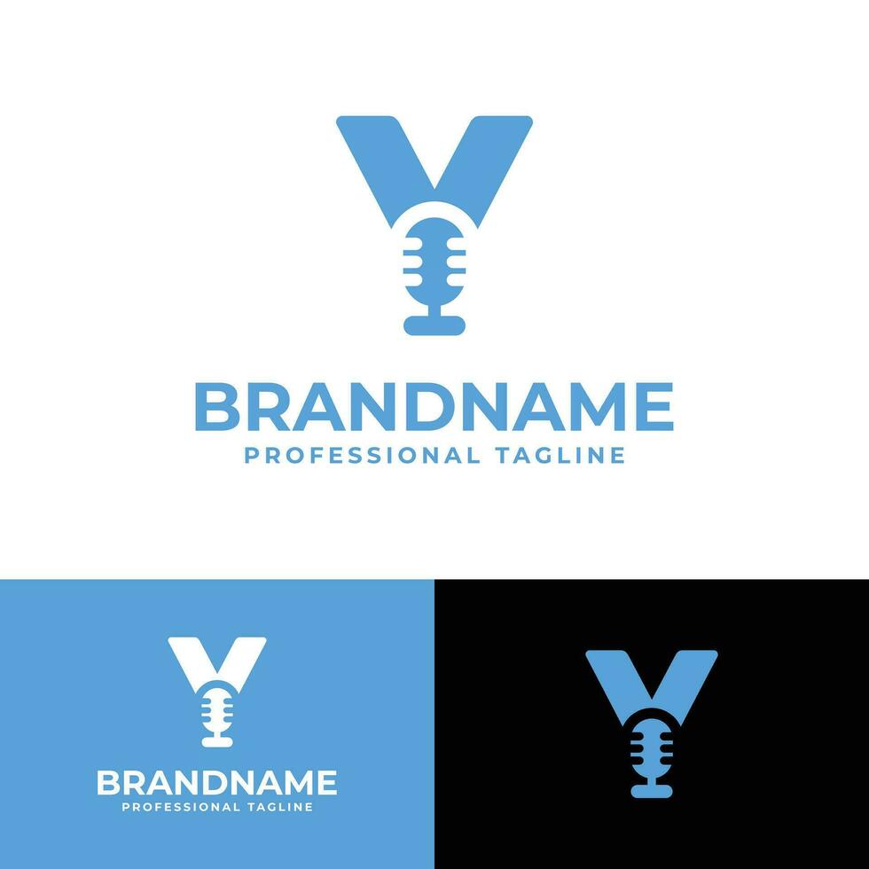 Letter Y Microphone Logo, suitable for business related to Microphone with Y initial. vector