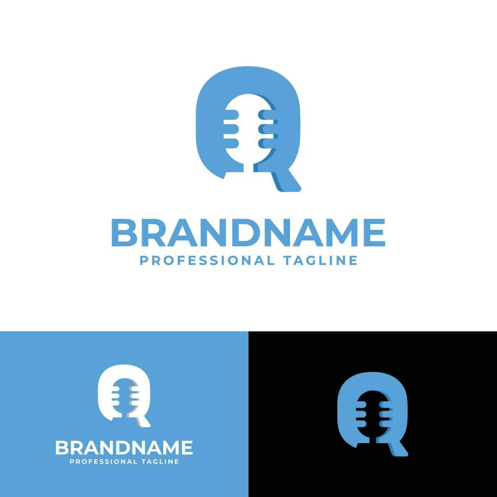 Letter Q Microphone Logo, suitable for business related to Microphone with Q initial. vector