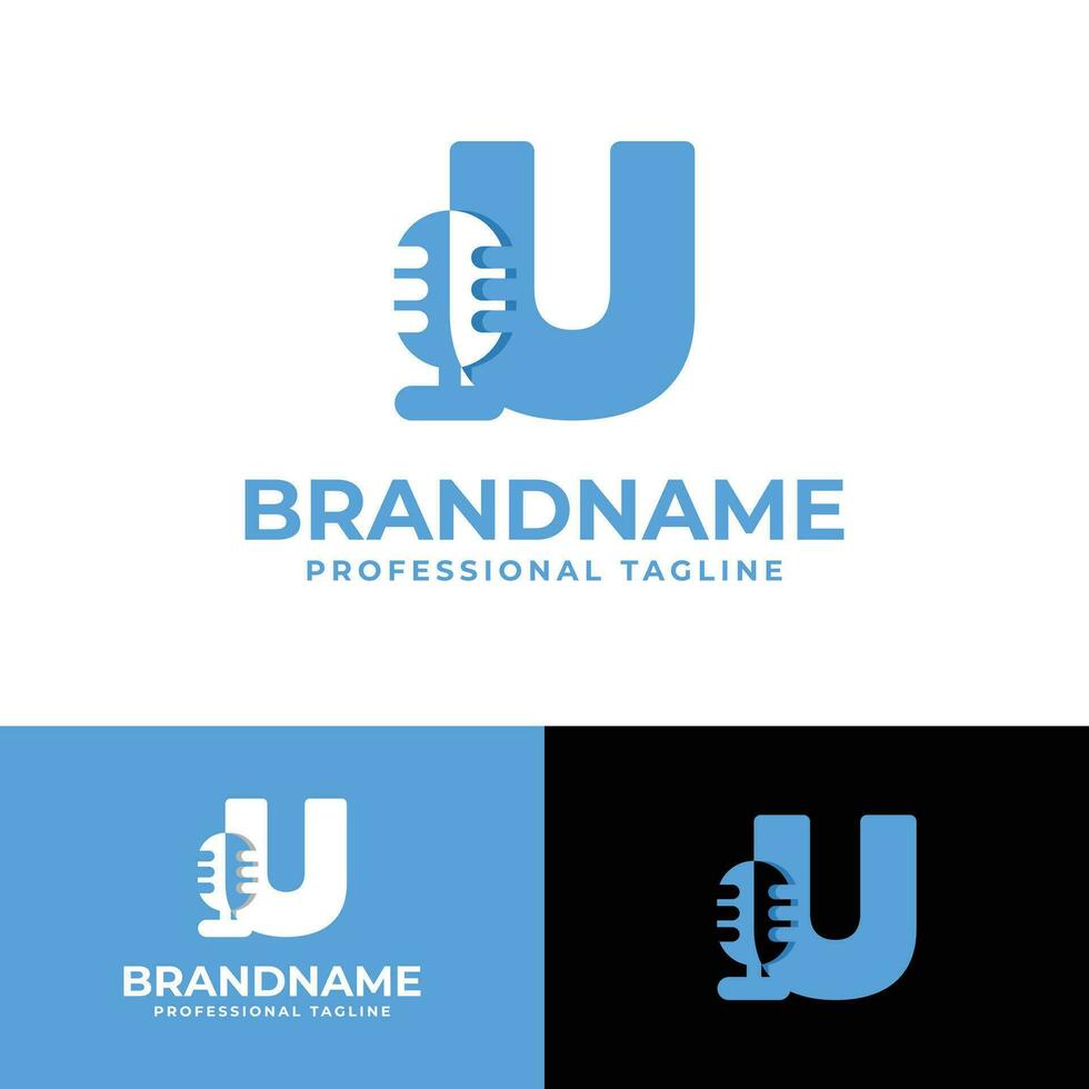 Letter U Microphone Logo, suitable for business related to Microphone with U initial. vector