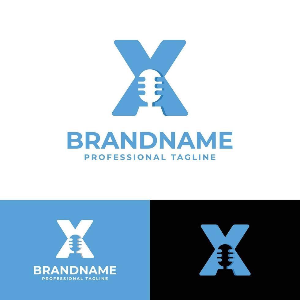 Letter X Microphone Logo, suitable for business related to Microphone with X initial. vector