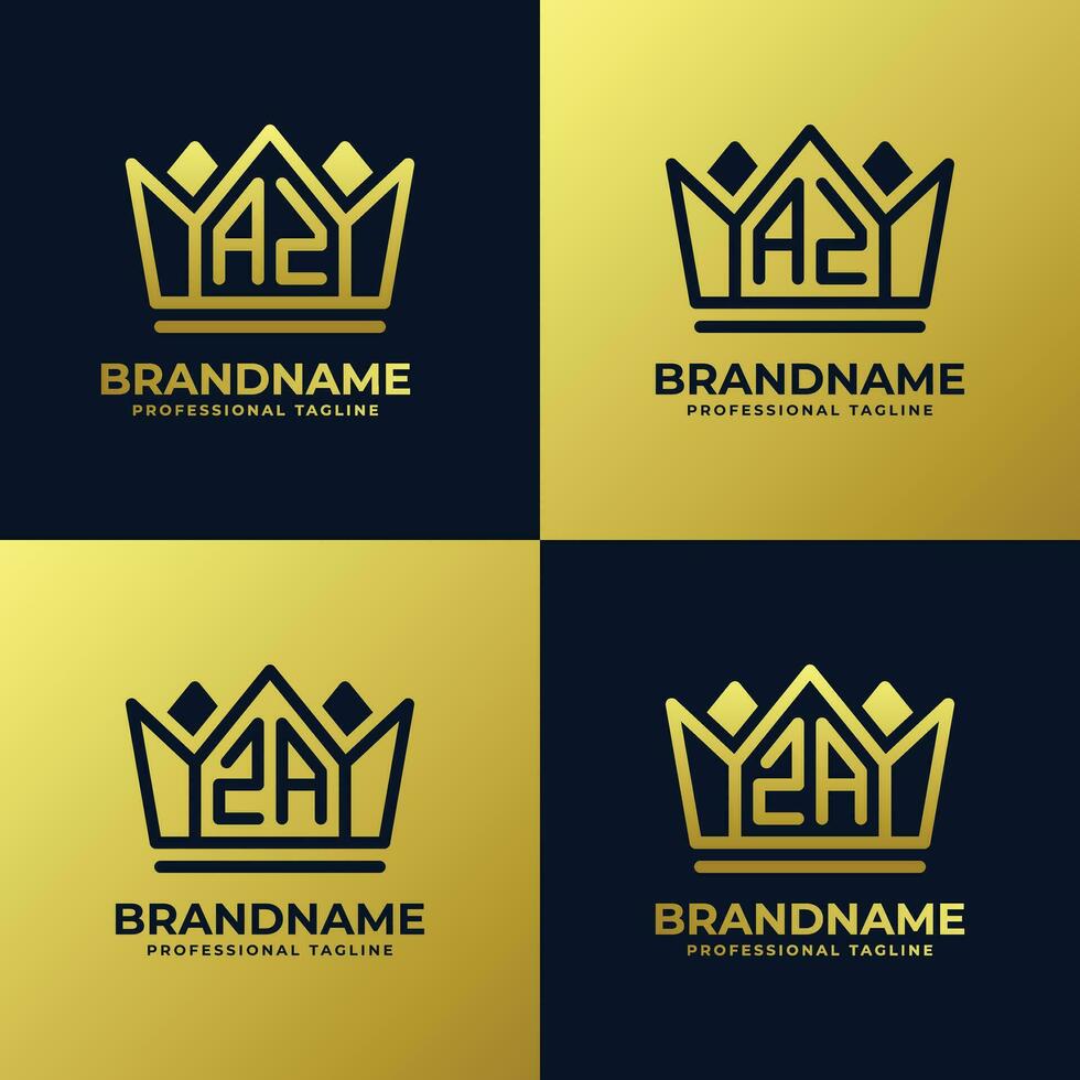 Letter AZ and ZA Home King Logo Set, suitbale for business with AZ or ZA initials. vector