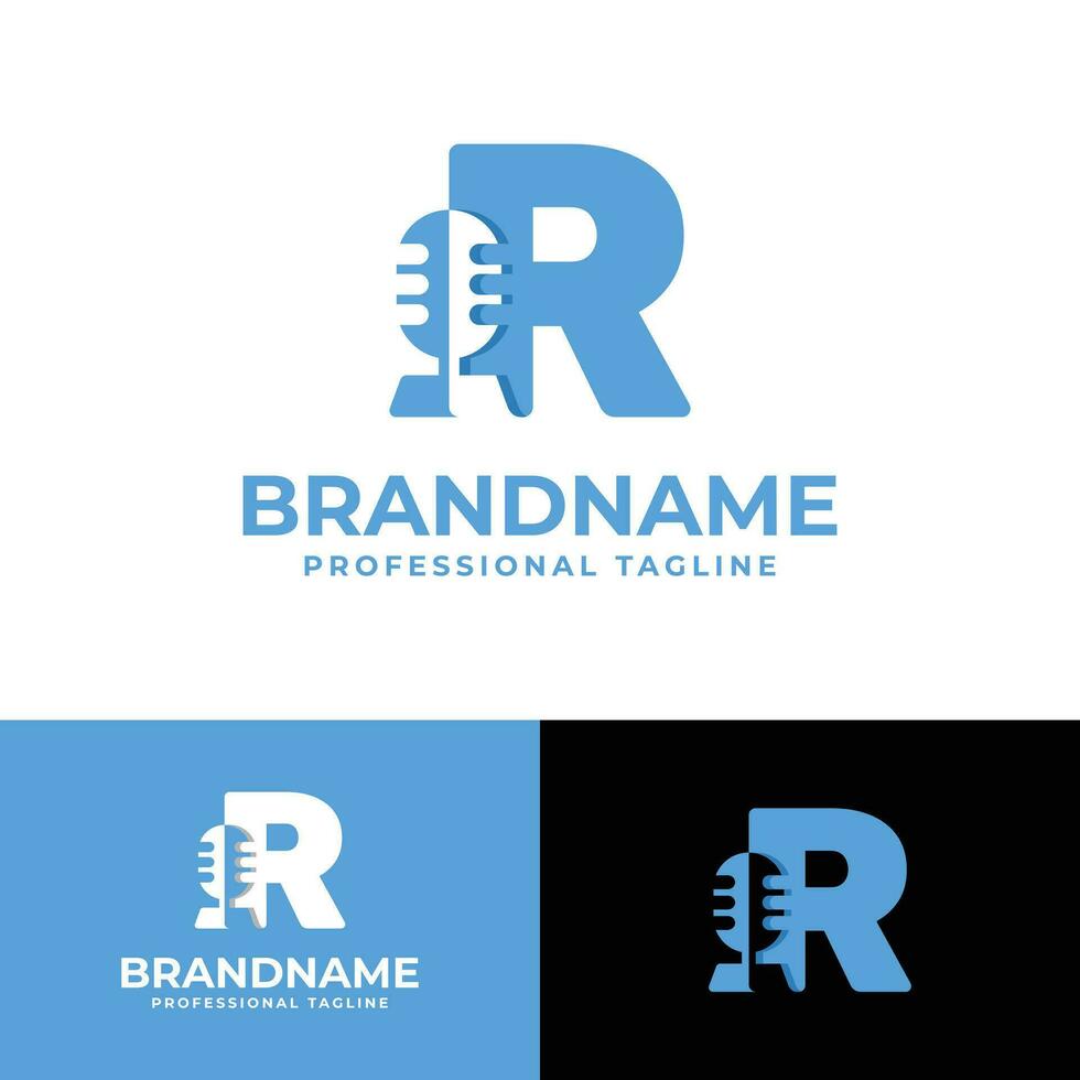 Letter R Microphone Logo, suitable for business related to Microphone with R initial. vector