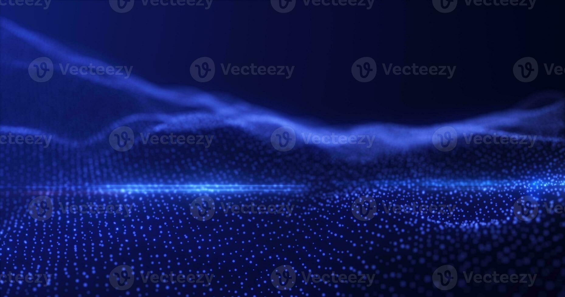 Abstract blue energy waves from particles of futuristic hi-tech glowing background photo