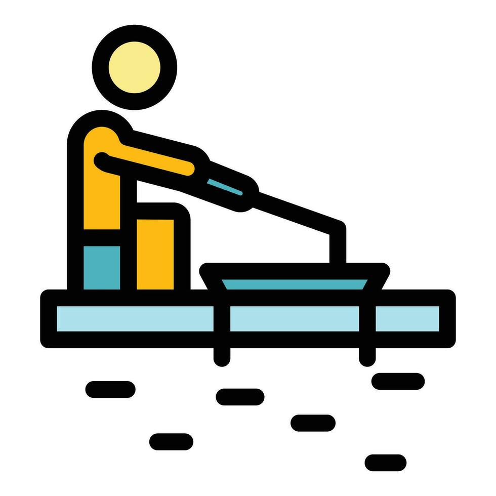 Man ice fishing icon vector flat