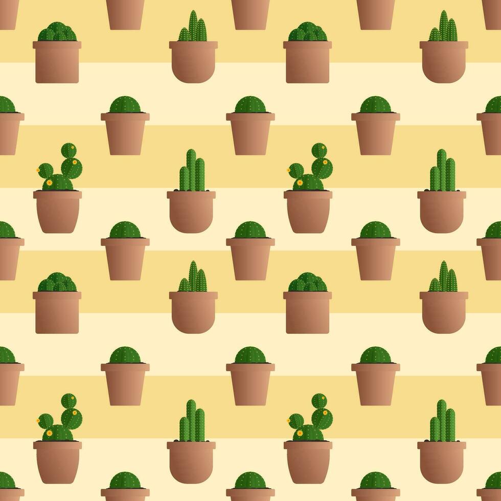 beautiful and cute cactus seamless pattern vector