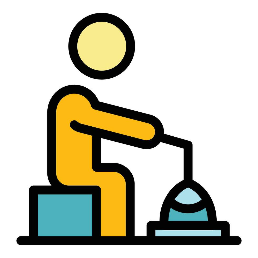 Fisherman icon vector flat