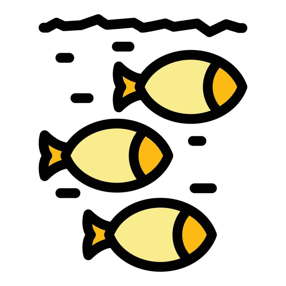 Winter fish lake icon vector flat