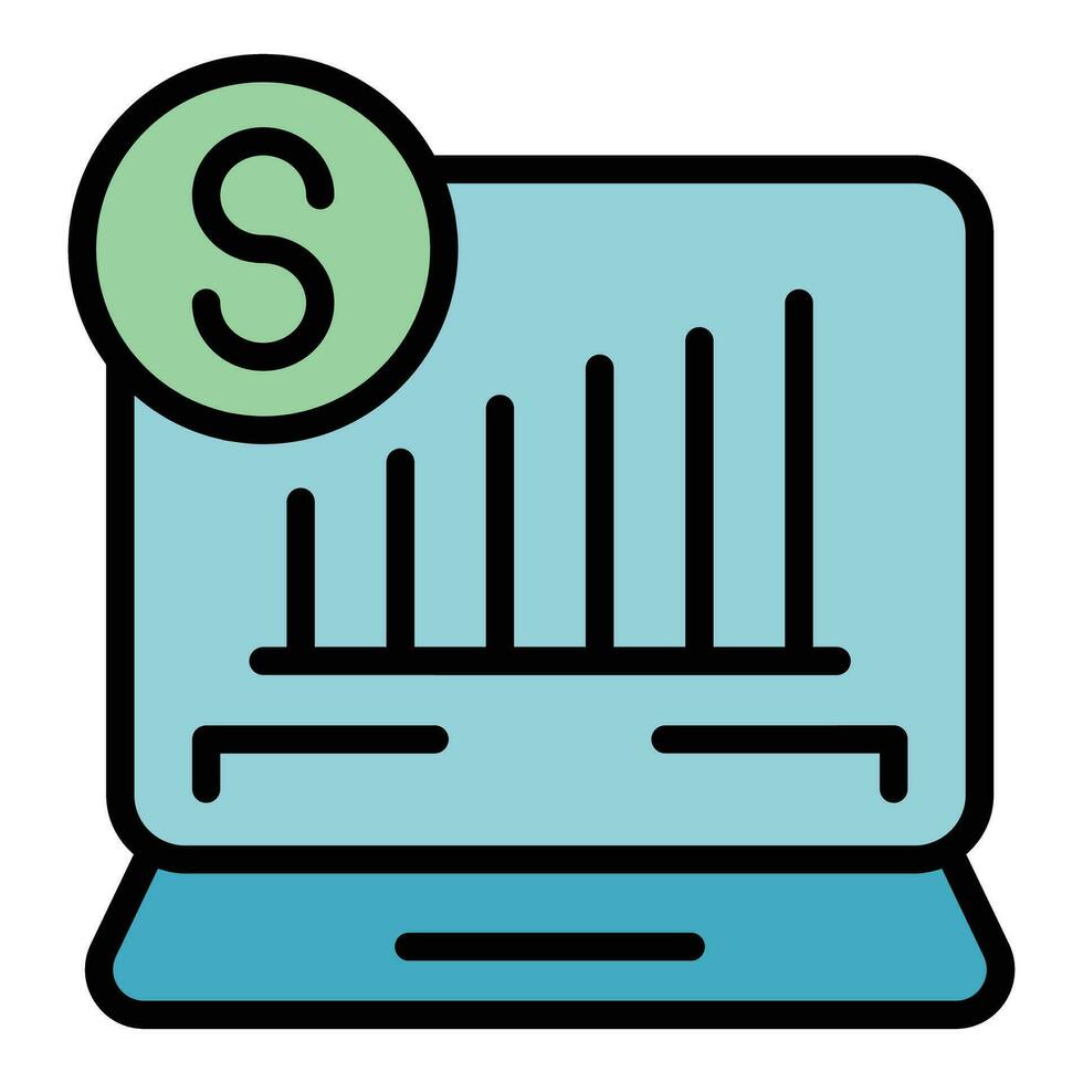 Finance laptop icon vector flat