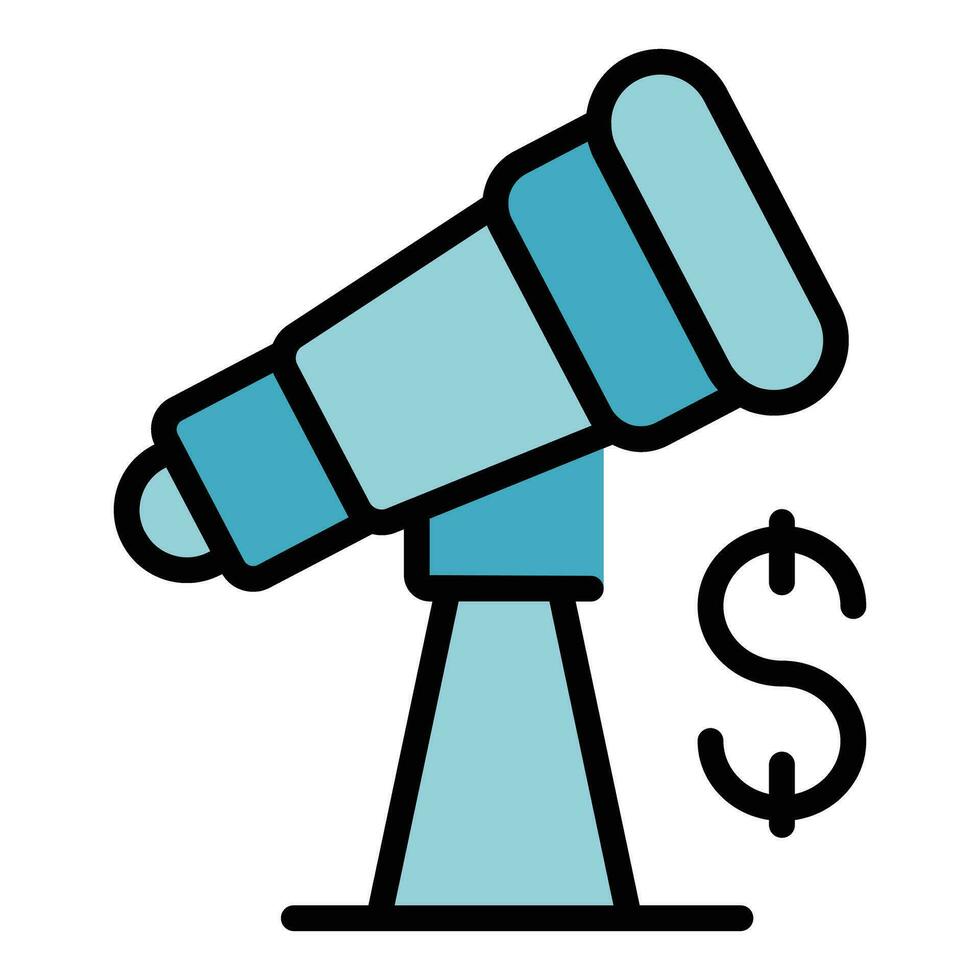 Money telescope icon vector flat