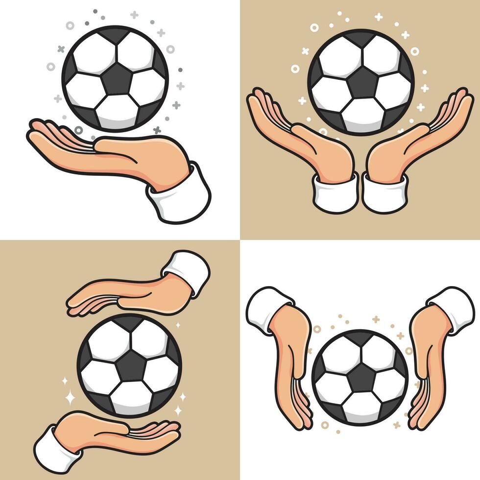 manos con pelota fútbol americano deporte conjunto vector