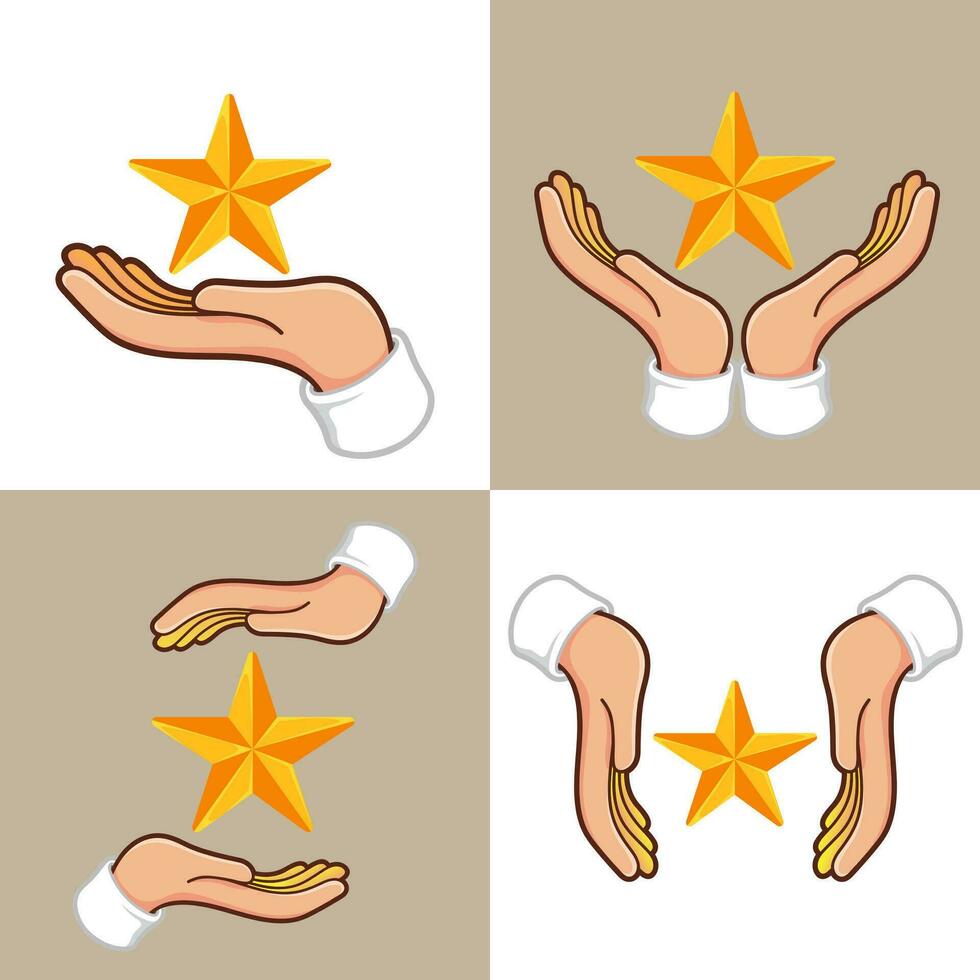 hand holding a shining star vector