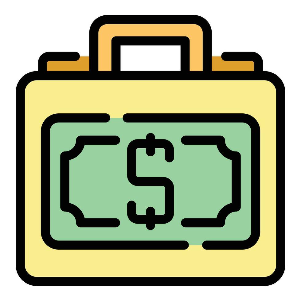 Money briefcase icon vector flat