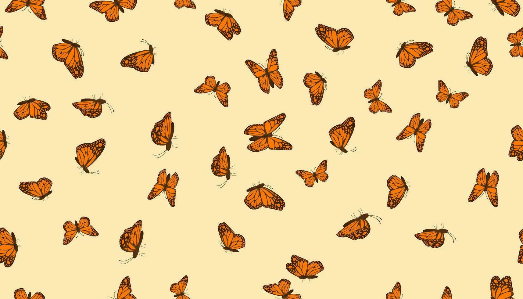 seamless orange butterfly pattern vector illustration