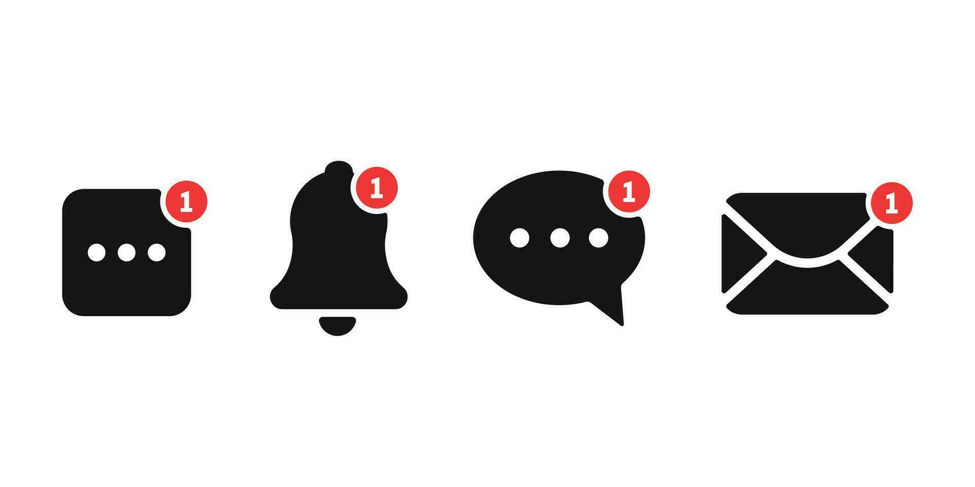 New notification and message icon set. Social media concept. vector