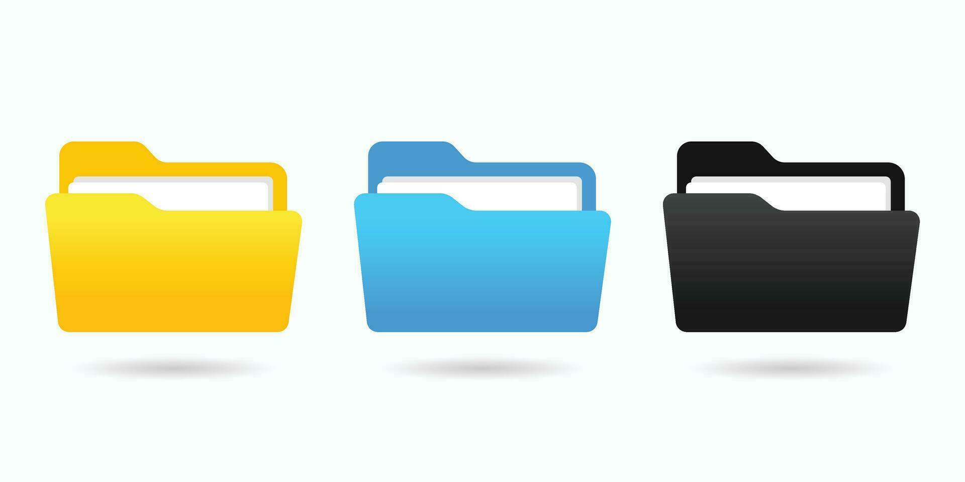 Flat folder icon set vector illustration