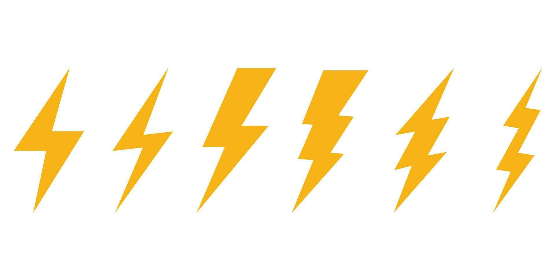 Lightning bolt flash thunder icon electric isolated vector. Lightning bolt icons set, Thunder icon, Electricity icon, Electric caution icon. vector
