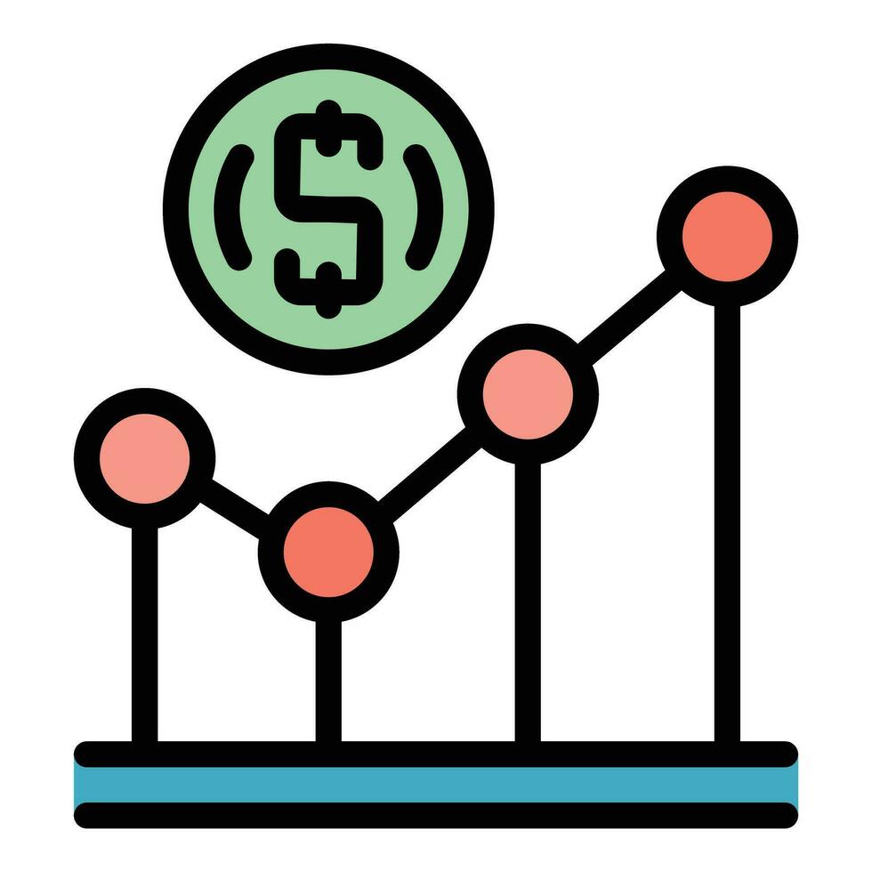 Money graph icon vector flat