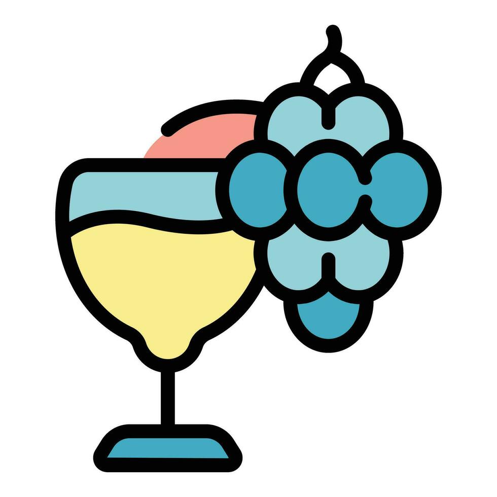 vino uva vaso icono vector plano