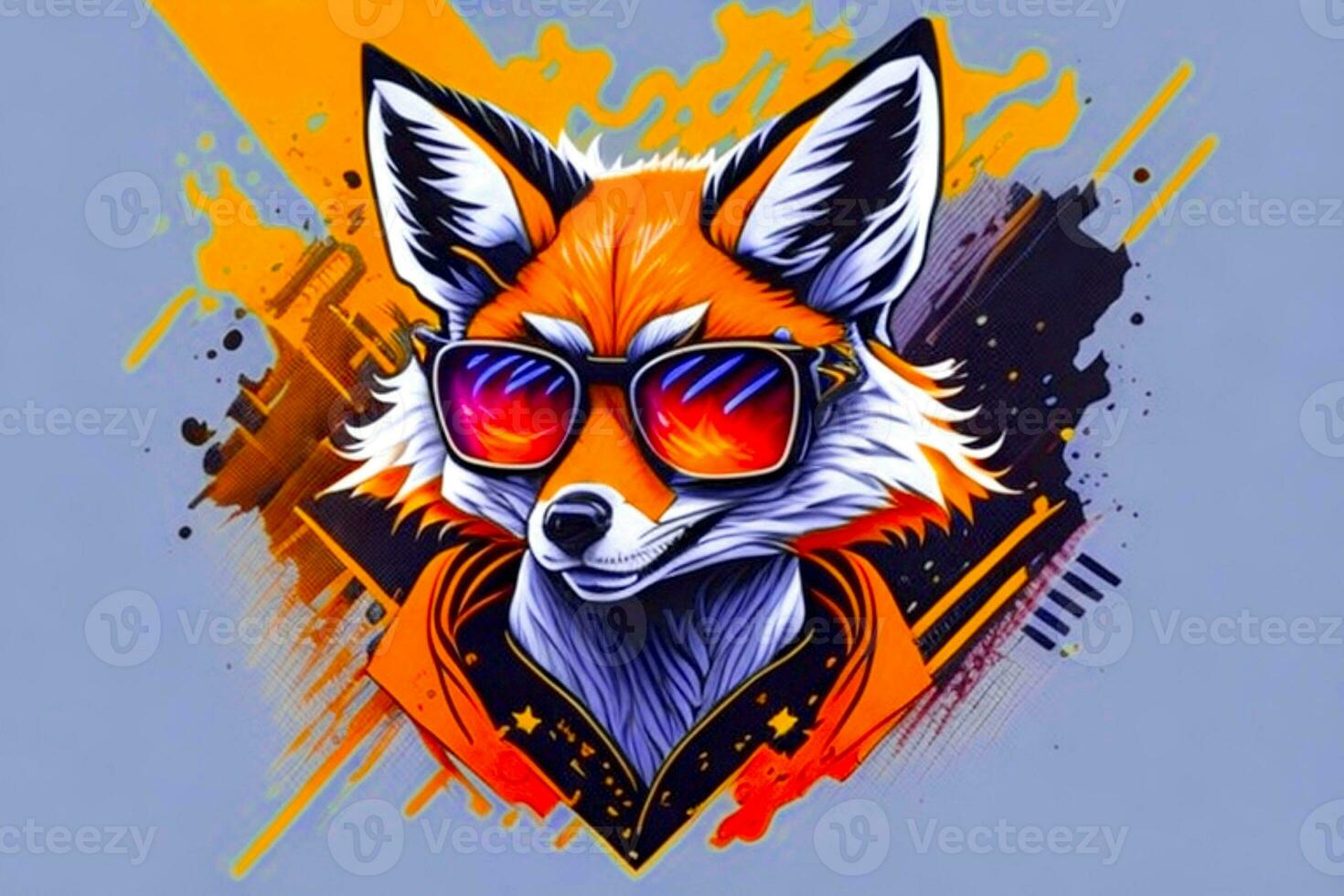 A detailed illustration of a colorful fox for t shirt and fashion design photo