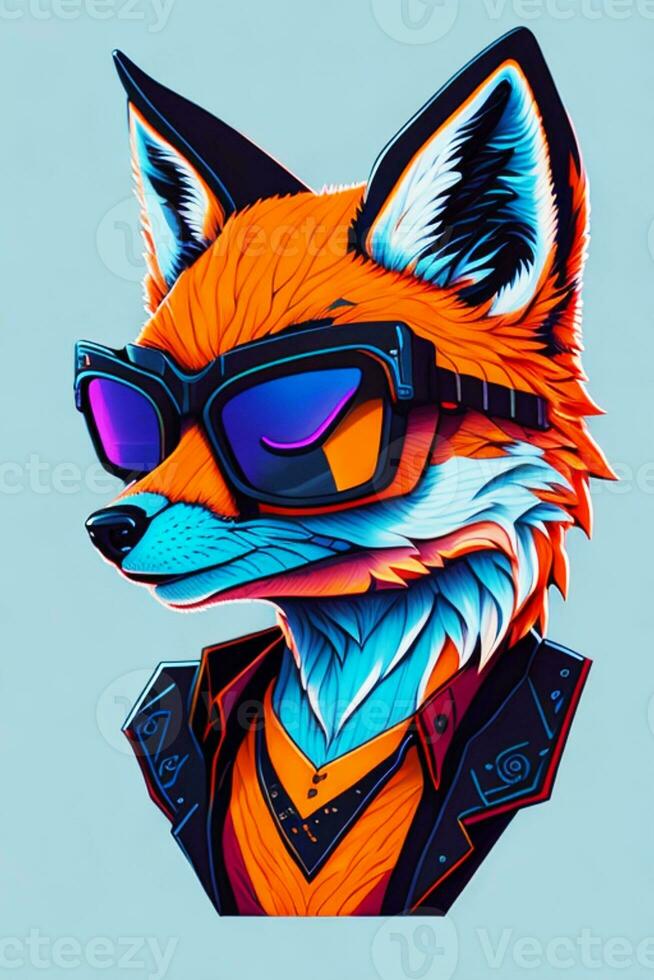 A detailed illustration of a colorful fox for t shirt and fashion design photo
