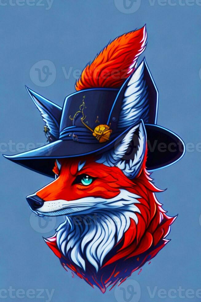 A detailed illustration of a colorful fox for t shirt and fashion design photo