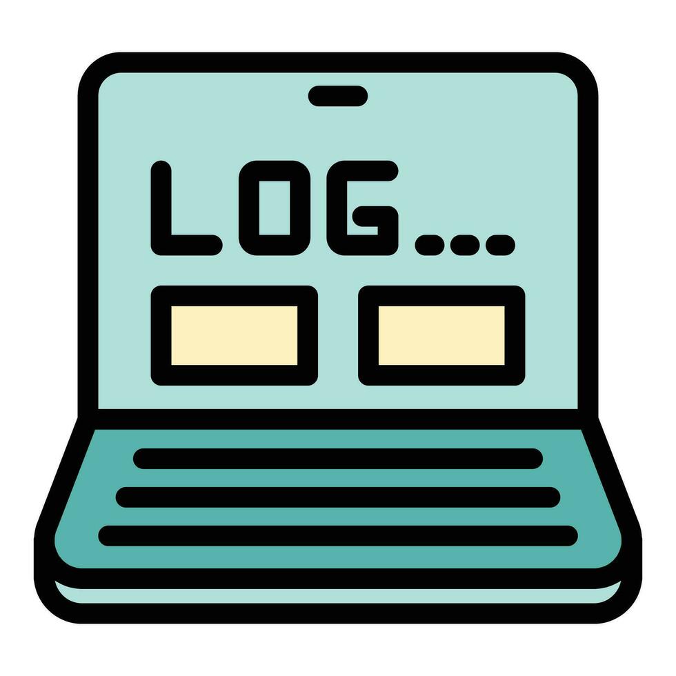 Laptop log icon vector flat