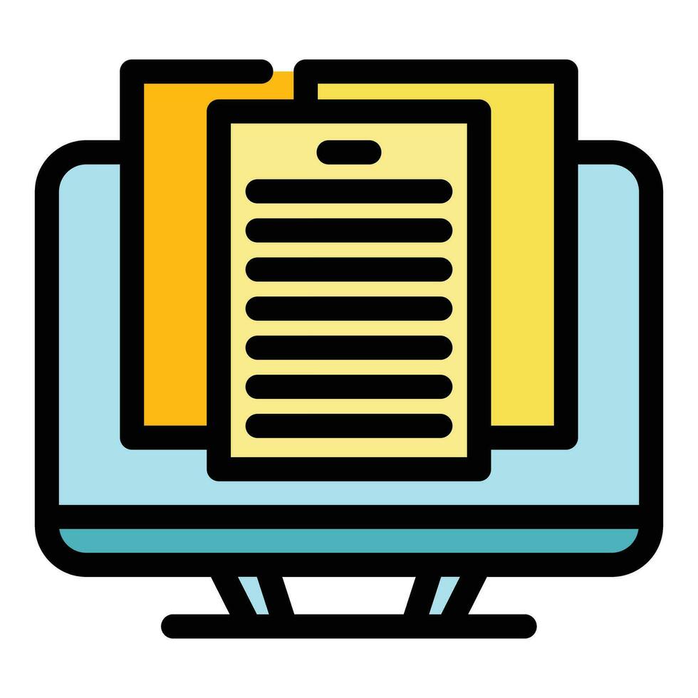 Monitor digital book icon vector flat