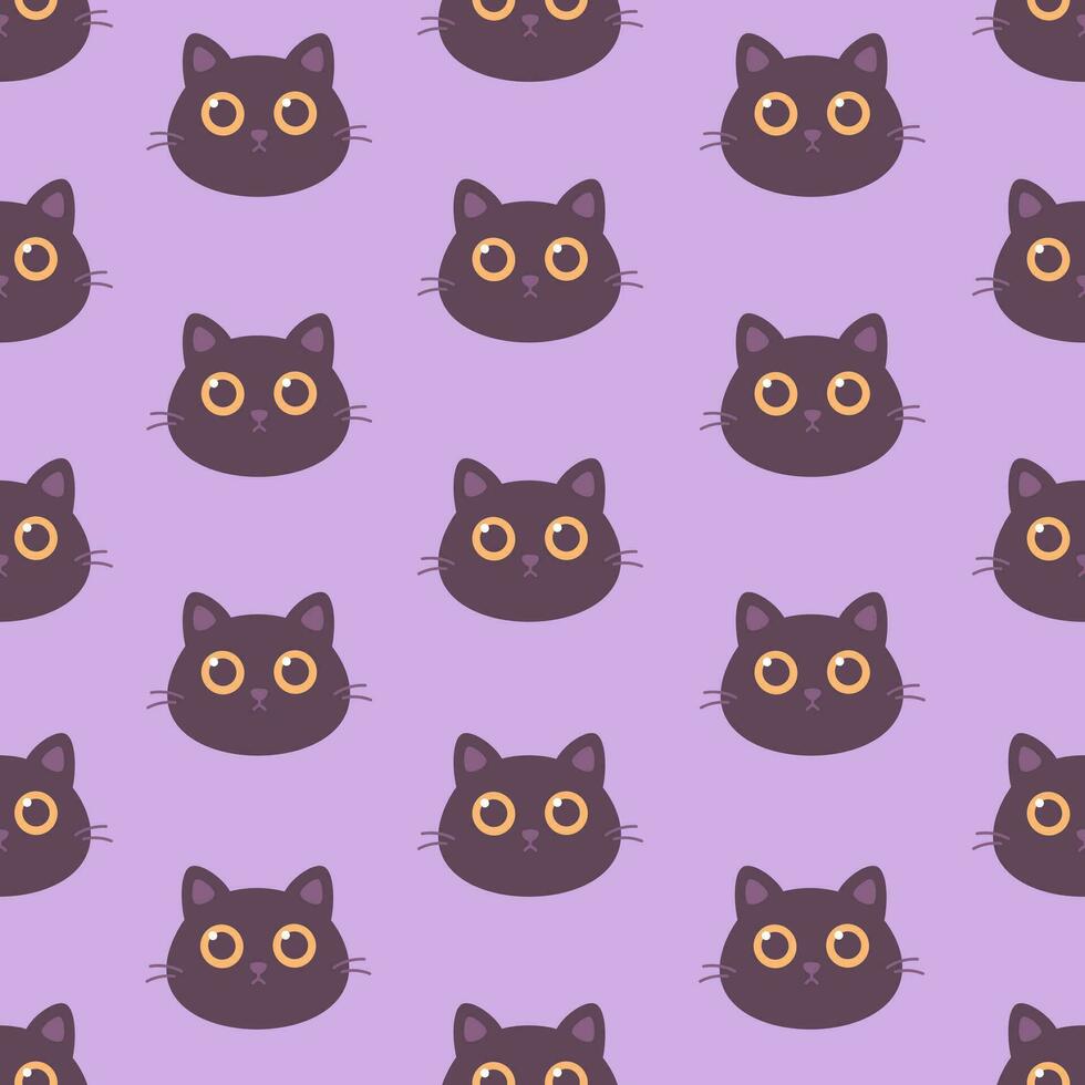 Cute black cat seamless pattern. Design for wrapping paper, background, wallpaper, textile. vector